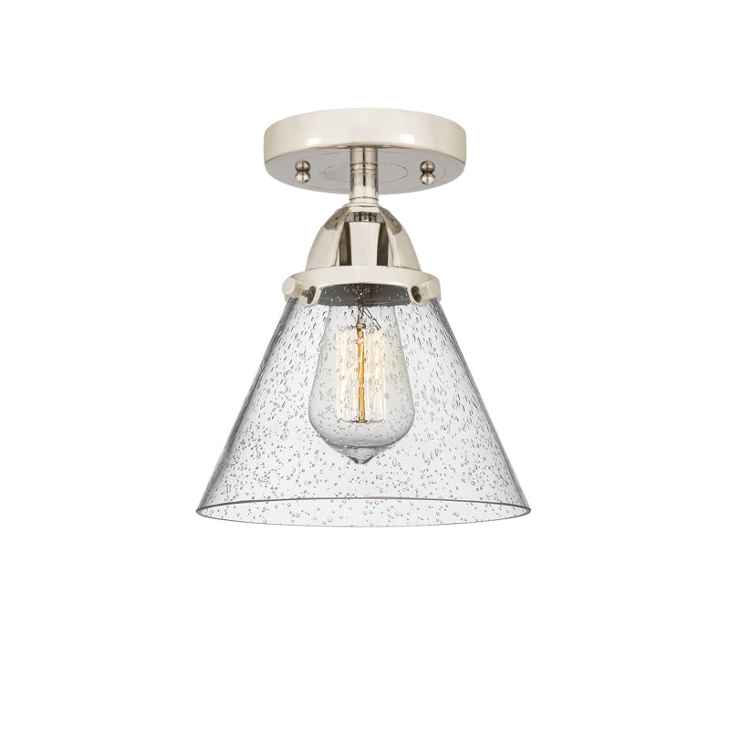 Plafonnier semi-encastré en verre à DEL, H 9,5 po x l 7,75 po x P 7,75 po, Grainé, Nickel poli