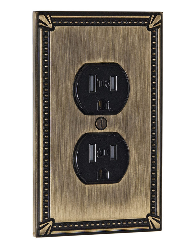 Receptacle 1-Gang Duplex Outlet Wall Plate, Antique English