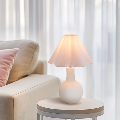 Srivatsa 16‘’ White Ceramic Kids Table Lamp with Wavy Shade