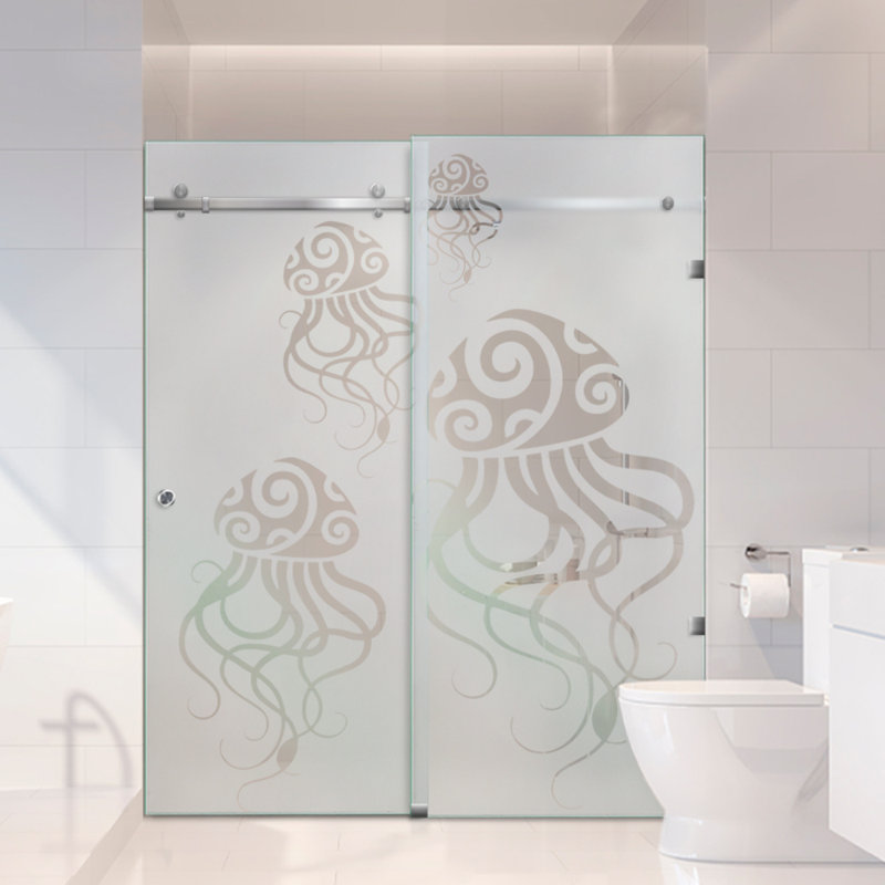 Portes de douche coulissantes en verre l 64 po x H 80 po, Gauche, Semi-privé