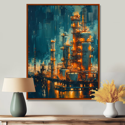 Reproduction d'art mural «Crude Oil Refinery At Night I - Factories»