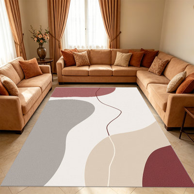 Tapis à formes discrètes pour le salon, doux et confortable, convient à toutes les saisons, facile à entretenir, tapis de sol intérieur lavable à la machine, sous la ferme pour la chambre à coucher, la salle à manger, le bureau, le patio, le balcon, la décoration intérieure
