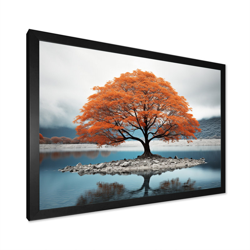 «Orange Tree Autumn Whispers I», reproduction sur toile, H 34 po x l 44 po x P 1,5 po, Cadre photo noir