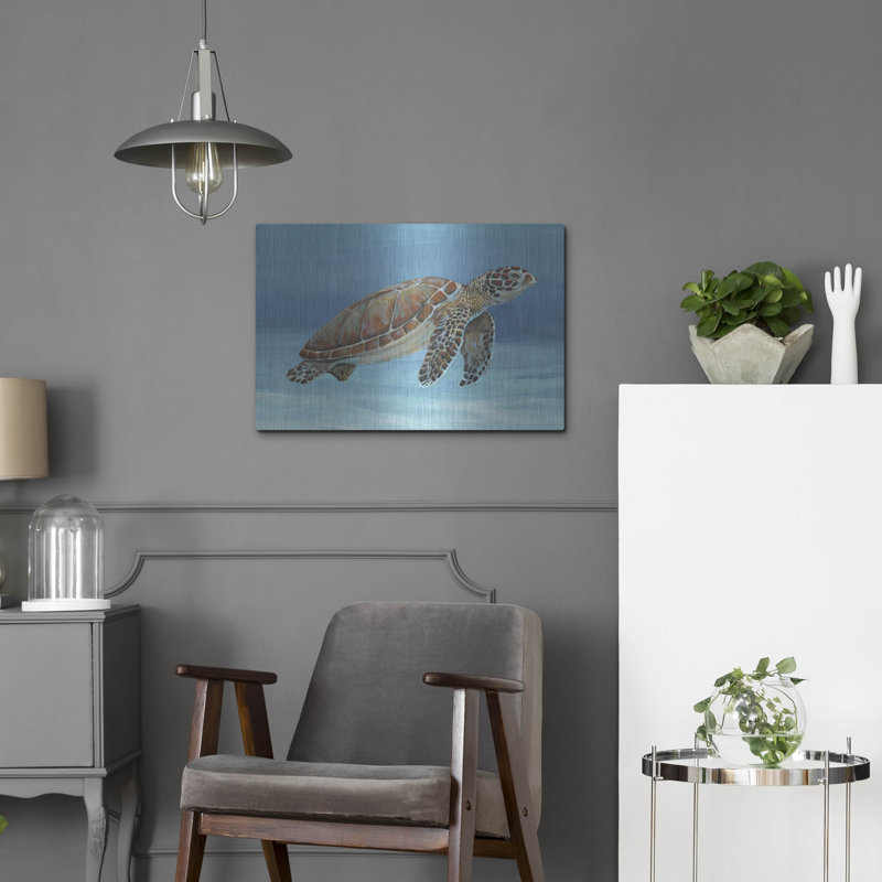 «Ocean Sea Turtle I» par Tim O'Toole, art mural en métal, H 16 po x l 24 po