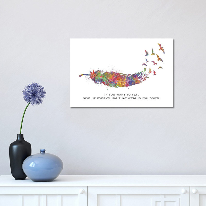 Feather Quote Landscape by Genefy Art - Wrapped Canvas Print, 30.48 cm H x 45.72 cm W