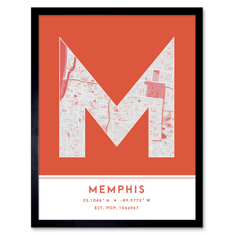 Memphis Tennessee United States City Map - Single Picture Frame Typography