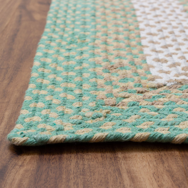 Tapis vert tressé à la main Waterbury Farmhouse, Rectangle 7 pi x 9 pi