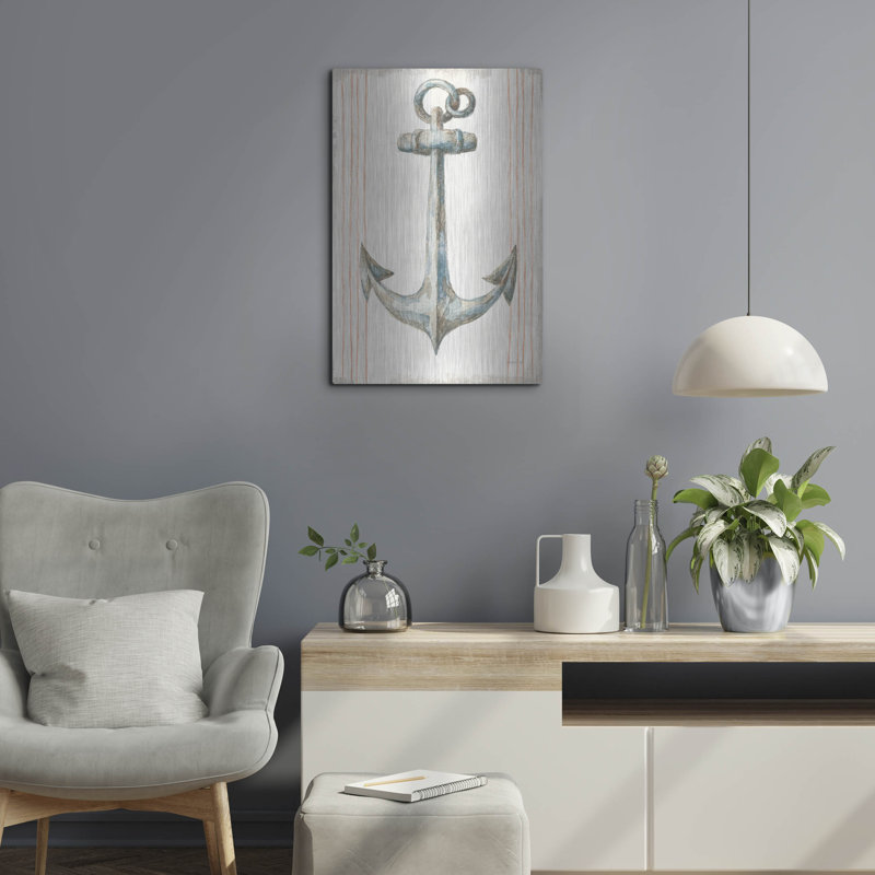 Breakwater Bay «Floursack Nautical 5 No Words» par Danhui Nai, art mural en métal, H 24 po x l 24 po