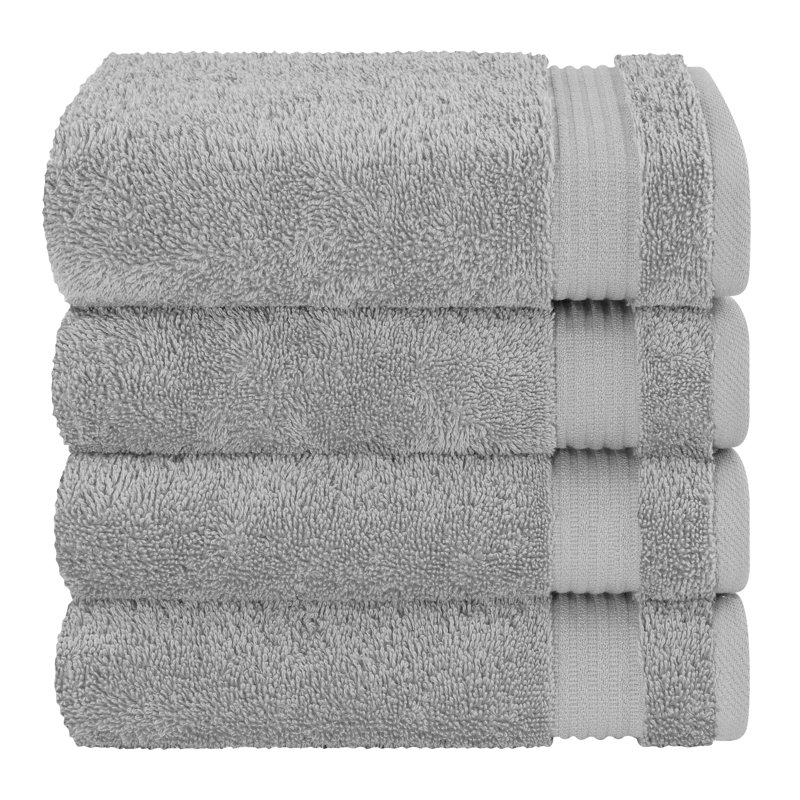 100% Cotton Turkish  Hand Towel Set, 4 Piece Soft, Absorbent Hand Face Towels, Light Grey