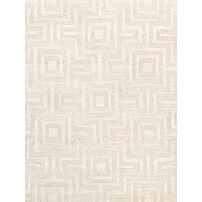 Tapis ivoire touffeté à la main Edgy, Tapis de couloir 2 pi 7 po x 8 pi
