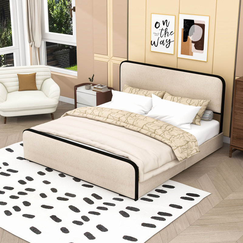 Metal Bed Frame with 4 Storage Drawers, King