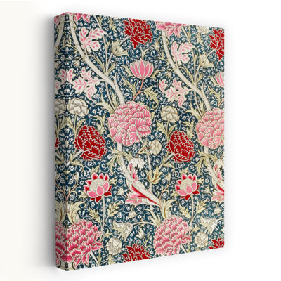 Floral Red Retro Vintage Abstract Wall Art