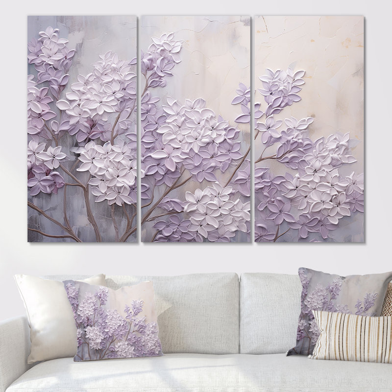Ensemble d'art sur toile Kalvin - Lilas, H 60 po x l 84 po x P 1,5 po, Toile tendue