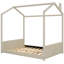 Lit de maison beige avec cadre - assure une bonne nuit de sommeil pour le toit en bois et rehausse l'ambiance de la chambre à coucher