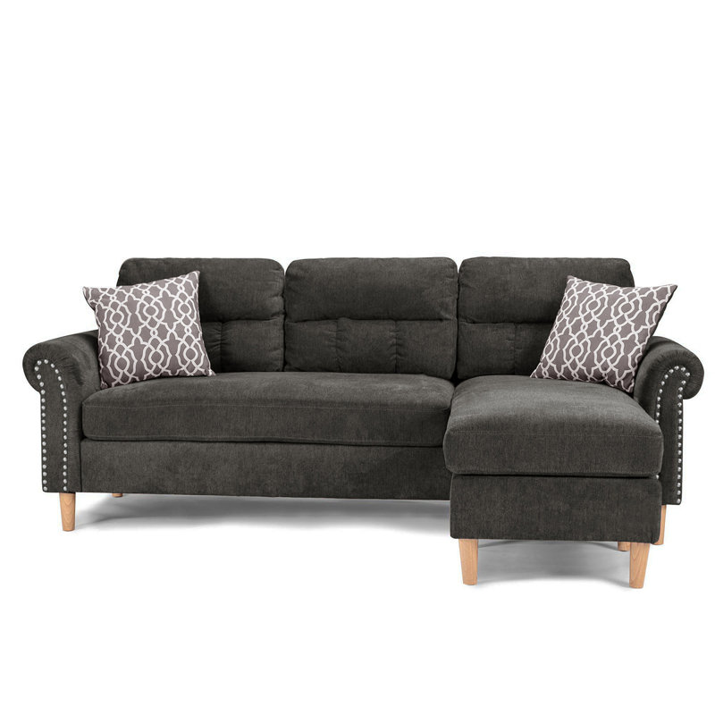 Ensemble modulaire réversible avec 2 coussins décoratifs gris ardoise, Ardoise