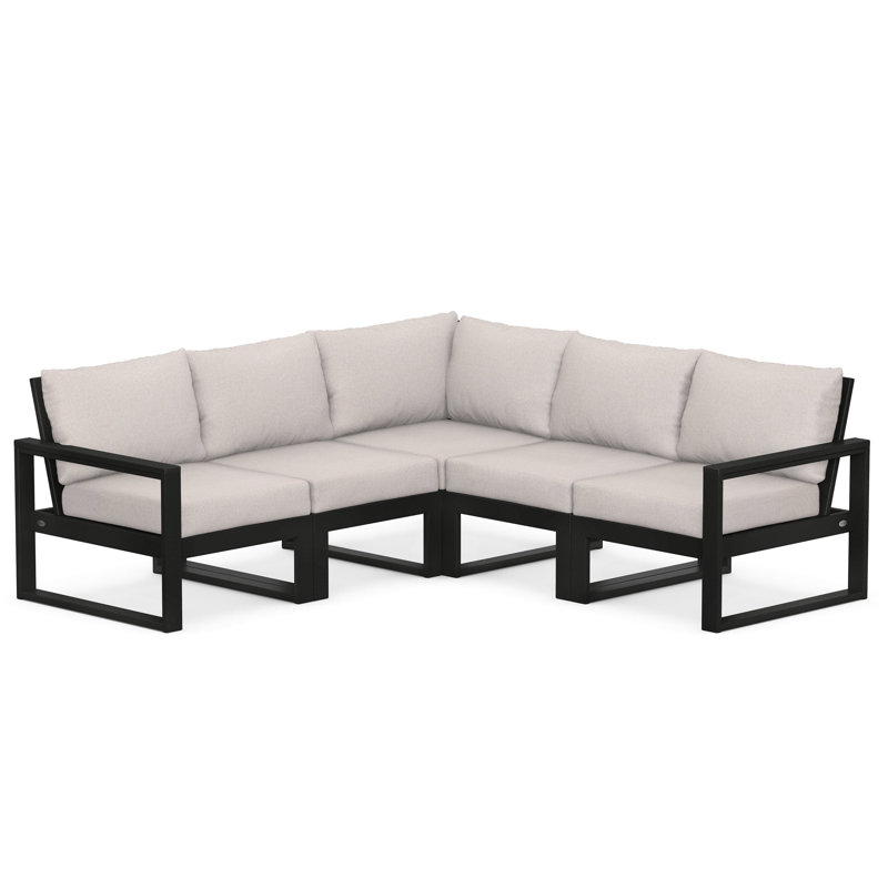POLYWOOD® Edge 85" Patio Sectional, Dune Burlap, Black