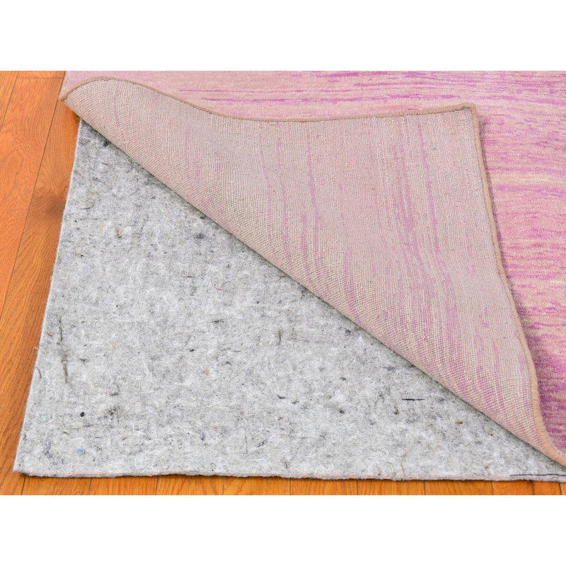 Tapis à motif de dégradé horizontal en laine vierge à poils zéro 10 pi x 14 pi 2 po rose avec touches ivoire noué à la main 907CBFDE9C054F1B9B1F9EF4C0C2B549
