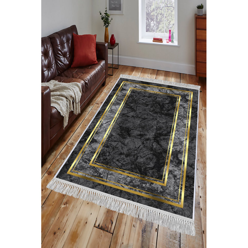 Luxurious Velvet Area Rug (4.6 x 7.2 ft), 100% Antibacterial Fabric, Non-Slip Cotton Backing, Pile Height: 0.4 in | Machine Washable, 3D Digital Print Design | Perfect for Living Room & Bedroom Decor, Soft & Durable
