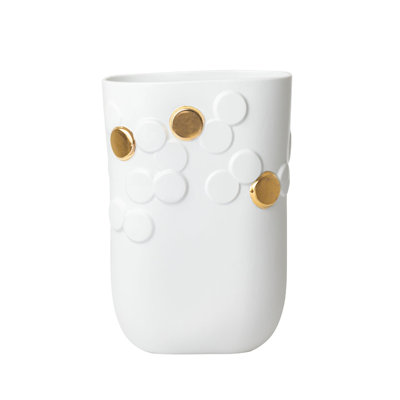 Dots Porcelain Table Vase With Gold Accent