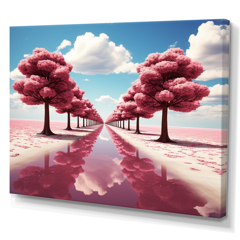 «Pink Tree Path Universe In Parallel - Science Fiction», art mural, Toile tendue, H 12 po x l 20 po x P 1 po