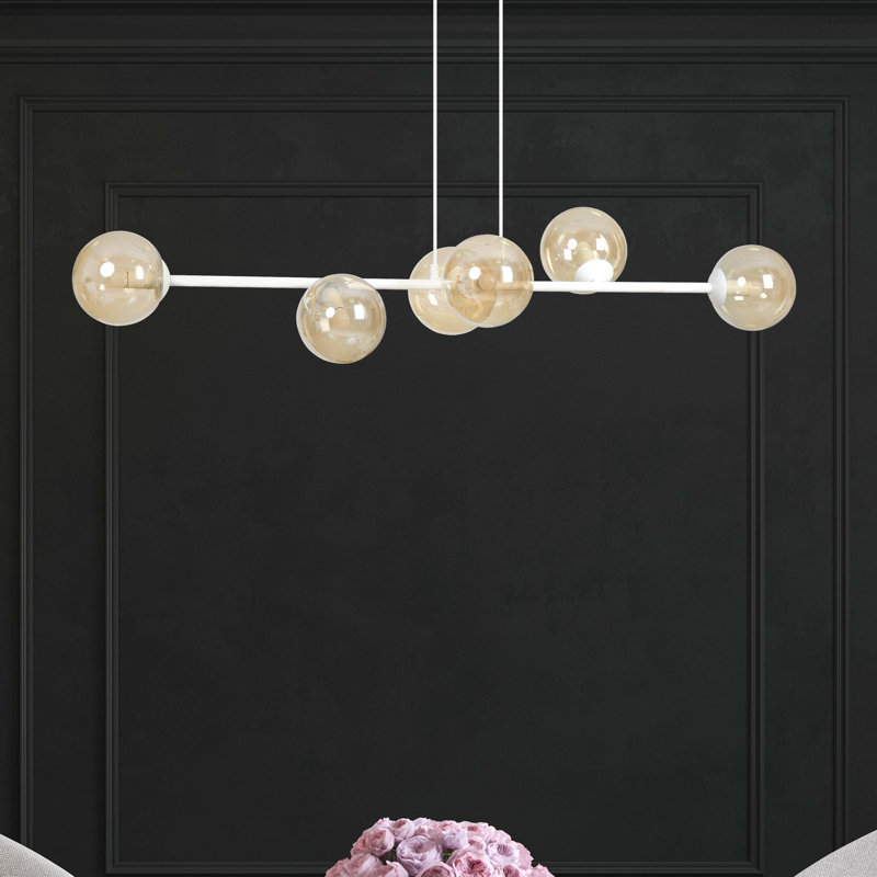 Colbert 6 - Light Kitchen Island Pendant, Honey, White