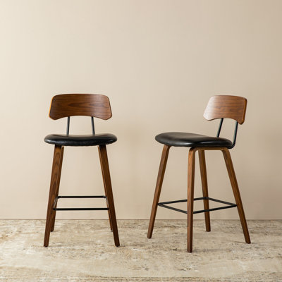 Tabouret de comptoir 27 po en similicuir noir 