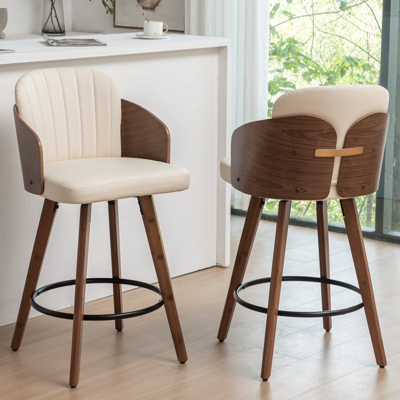 Ljubka Swivel Bar Stool, Beige, Bar Stool (77.1cm Seat Height)