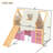 Twin Size House Loft Bed with Sills, Tents and Lights, Solid Wood Loft Bed with Ladder and Slide, Chic Design, No Box Spring Needed-1918577772-1918577773