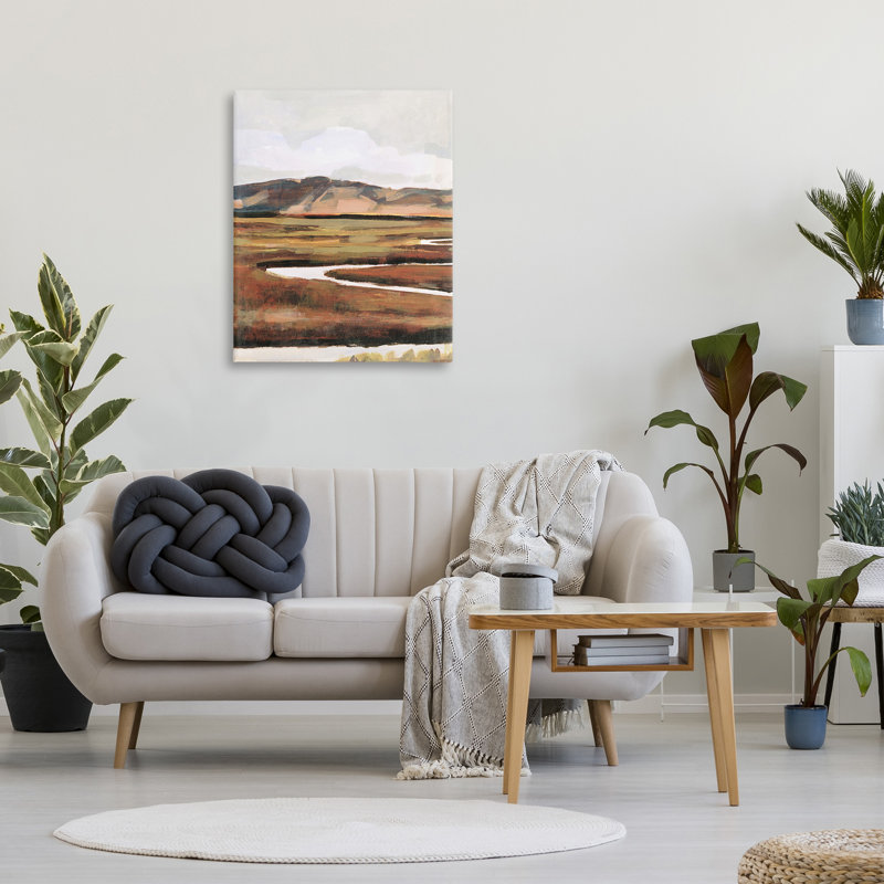 «Winding River Landscape», art mural sur toile par Victoria Borges, H 40 po x l 30 po