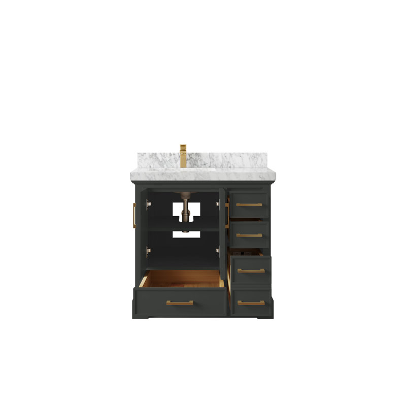 Meuble-lavabo simple 36 po avec plateau en marbre Joesef