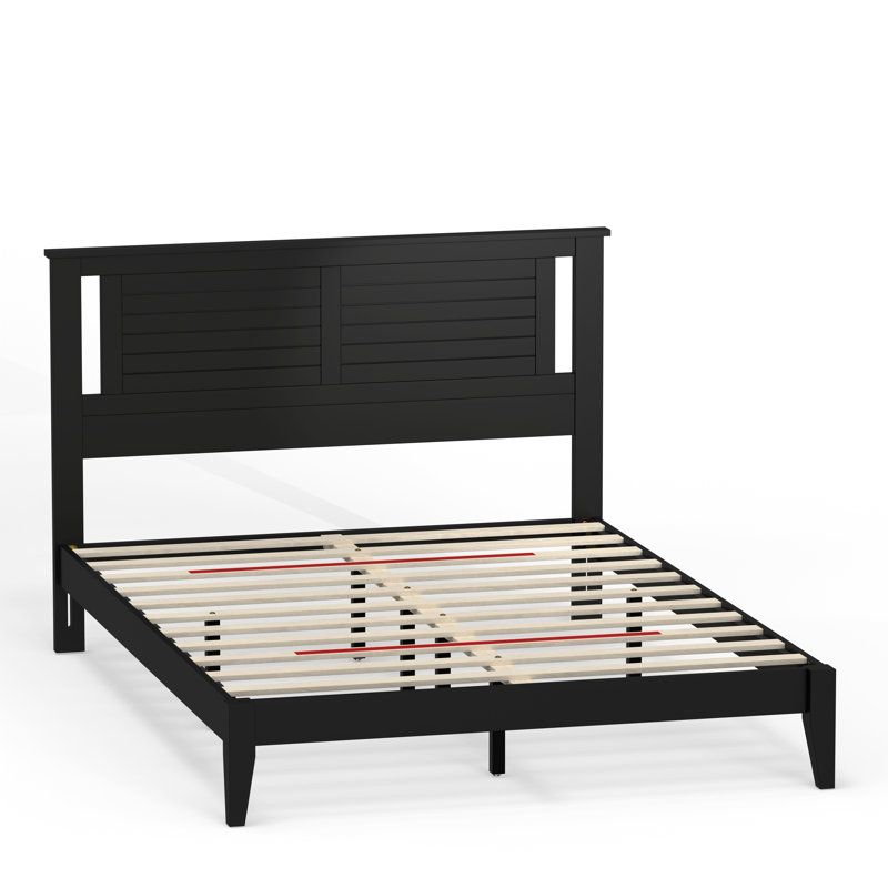 Canton Solid Wood  Platform Bed, Black, Queen