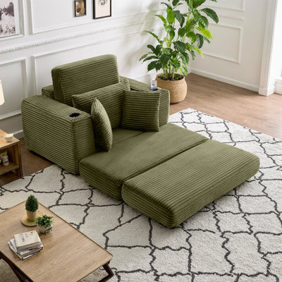 Experience Cloud-Like Comfort: Versatile Boneless Chaise Lounge - Modular 3-in-1 Sleeper Sofa for Any Space