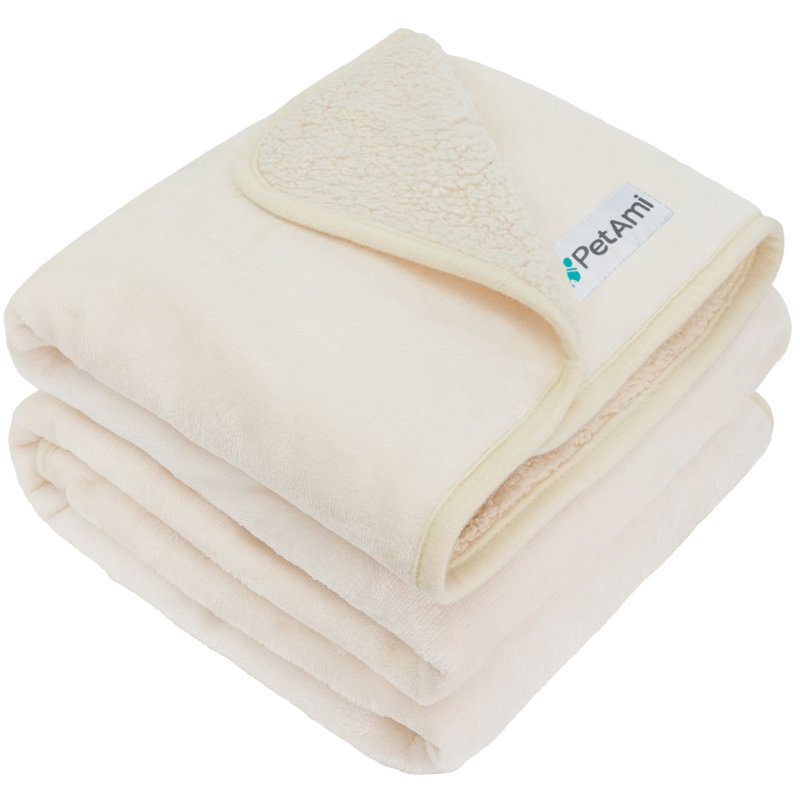 Large Beige Sherpa Fleece Waterproof Pet Blanket