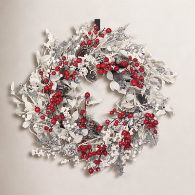 26" Faux Winter Christmas Pinecone Berry Twig  Front Door Wreath
