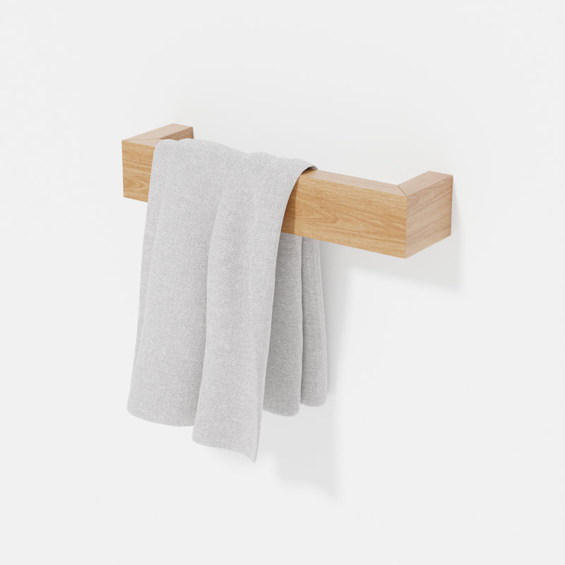 Mendocino 28cm Wood 1 Wall Towel Bar, Natural Oak