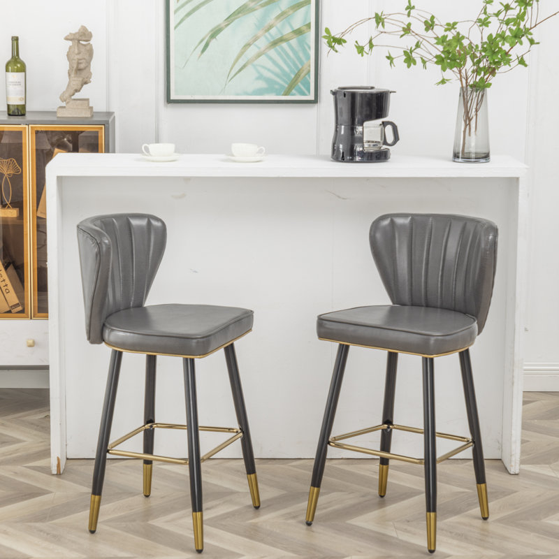 Ensemble de 2 tabourets de bar capitonnés Modern Pu