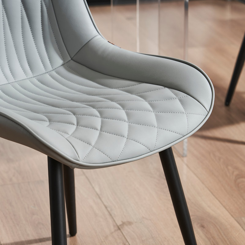 Modern Dining Chairs Faux Leather Upholstered Kitchen Chairs Side Chair With Metal Legs, Gray