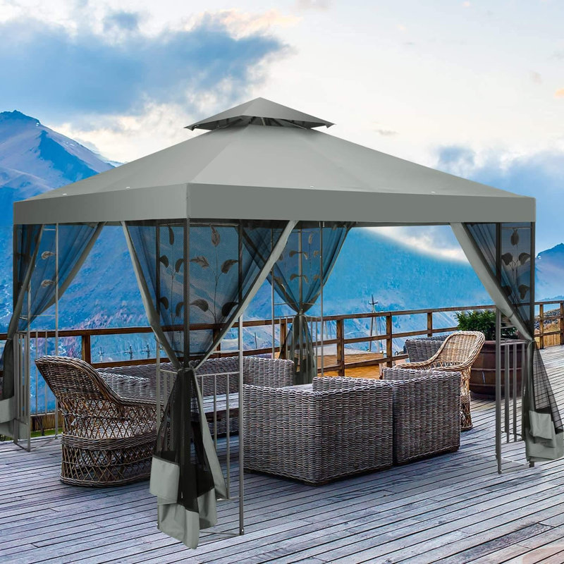 3X3 Waterproof Stable Winterproof Garden Pavilion Party Tent 3X3 Metal Pavilion Stormproof With Mosquito Net Garden Pavilion Weatherproof Stable And Complete Pavilion Terrace