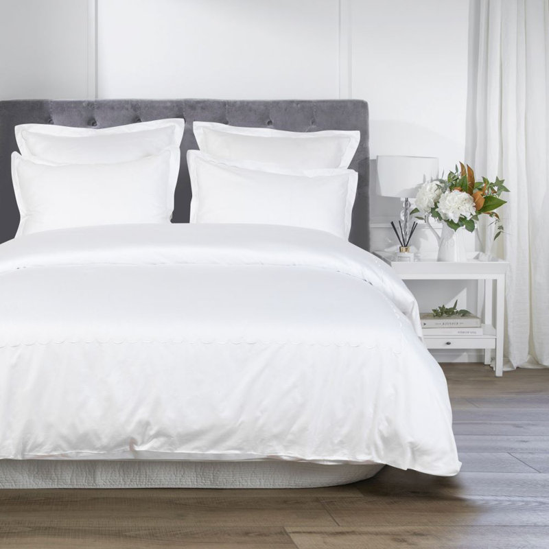 Brazier Sateen Duvet Cover, Twin Duvet Cover + 1 Standard Sham, White