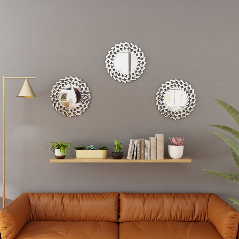 Freelon Sunburst Flat Round Wall Mirror, 17.7" x 17.7"