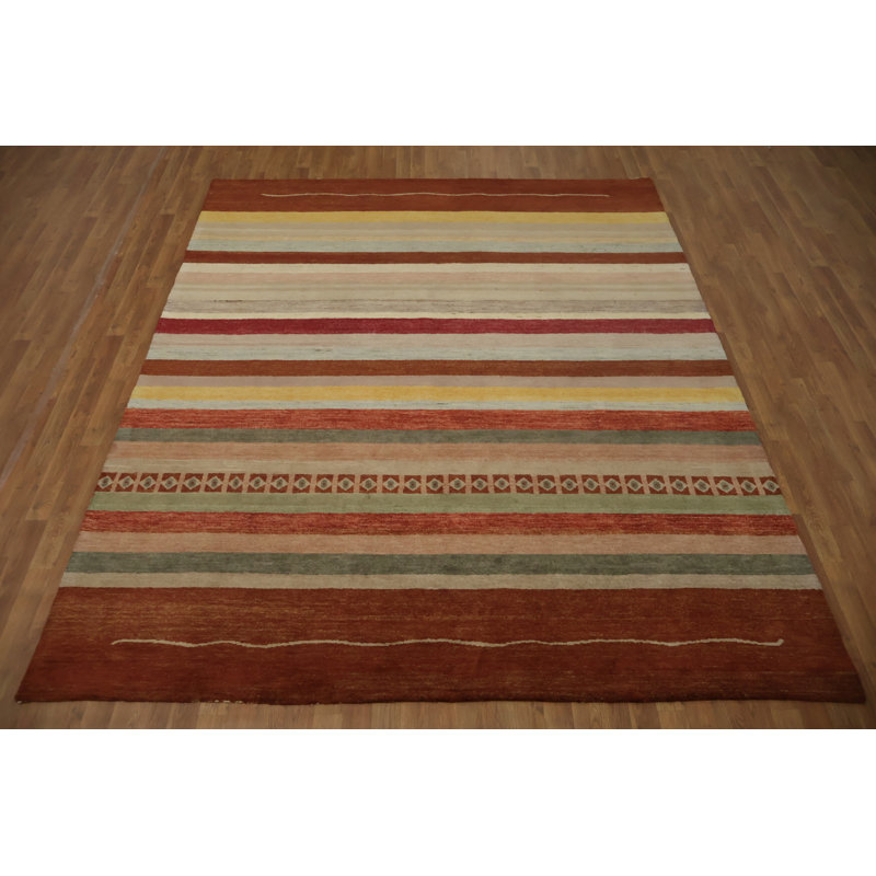 Tapis contemporain contemporain multicolore 8 x 10