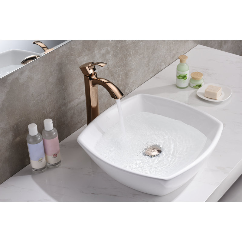 ANZZI Deux Series 16.5'' White Vitreous China Square Bathroom Sink