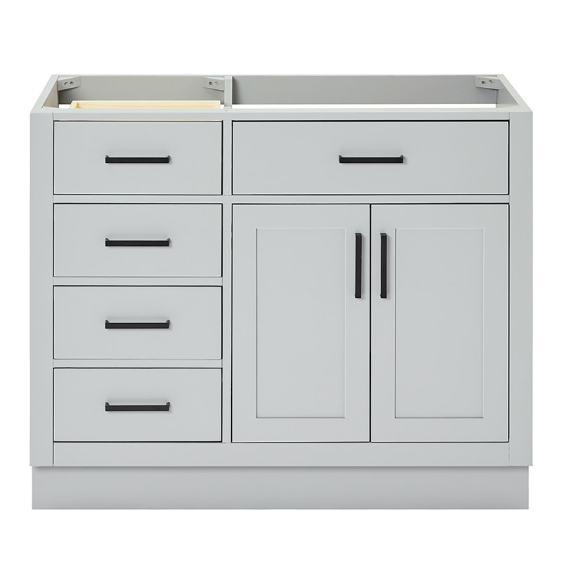 42" Single Bathroom Vanity Base only, Matte Black, Gray