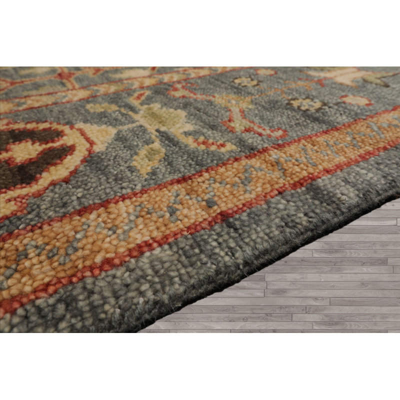 Tapis oriental en laine noué à la main Slate, Rectangulaire 2 pi x 3 pi
