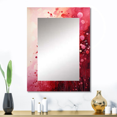 Crimson Reverie - miroir unique de paysages, grand miroir mural rouge, impression d'art en métal
