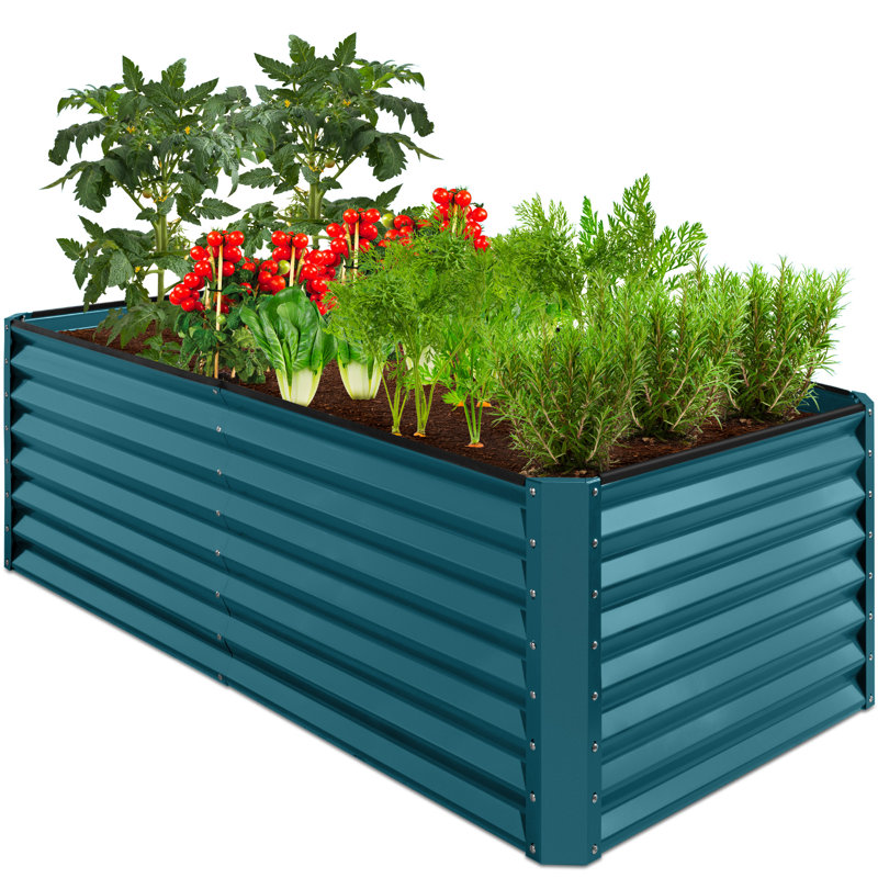 Rosonda Outdoor Metal Raised Planter Box, Black, 24" H x 72" W x 36" D