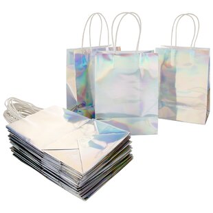 3 Pcs Iridescent Gift Bags with Handle Clear Holographic PVC Plastic Gift  Bags Small Heavy Duty Gift Wrap Tote Bags for Party, Wedding, Birthday