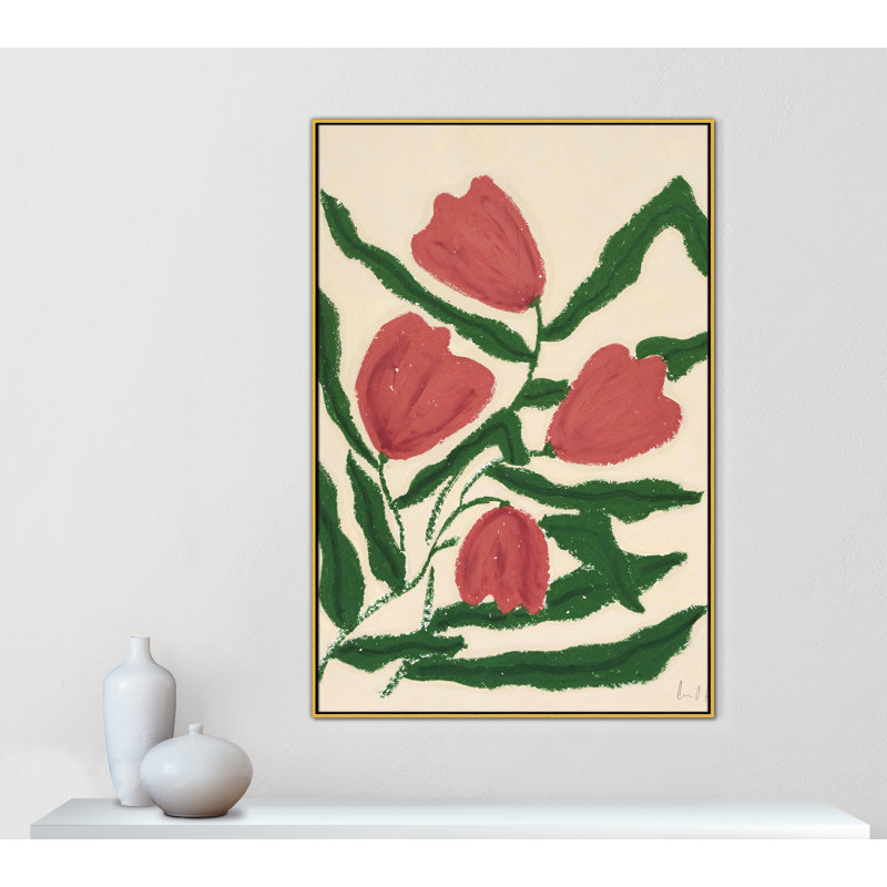 «Colette Red Tulips Print» par Camilla Bergqvist, Doré, H 61,5 po x l 41,5 po