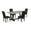 Ensemble de salle à manger 5 pièces - 4 chaises Parson en polyuréthane noir avec dossier haut et table de salle à manger en ciment - Finition noire brossée-1971964904-1971964906