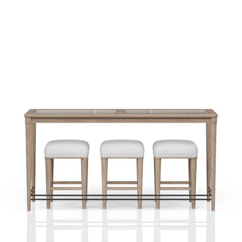 Console en verre givré avec 3 tabourets